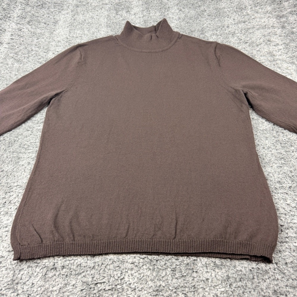 Pendleton Petite Women's L Brown 100% Merino Wool Mock Neck Sweater Pullover - Picture 9 of 13